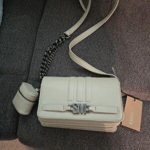 Steve Madden Cream Crossbody Bag with Chain Detail